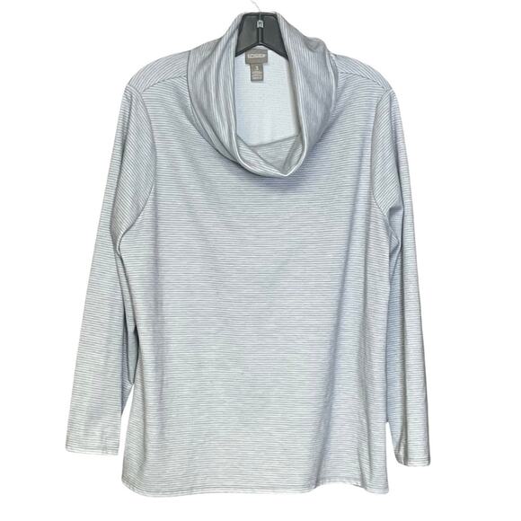 Chico’s pullover sweatshirt cowl neck relaxed fit gray white stripe size XL - Picture 1 of 6